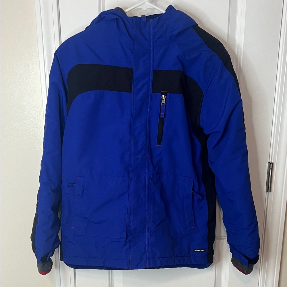 Lands' End Kids' Blue and Black Waterproof Windproof Coat